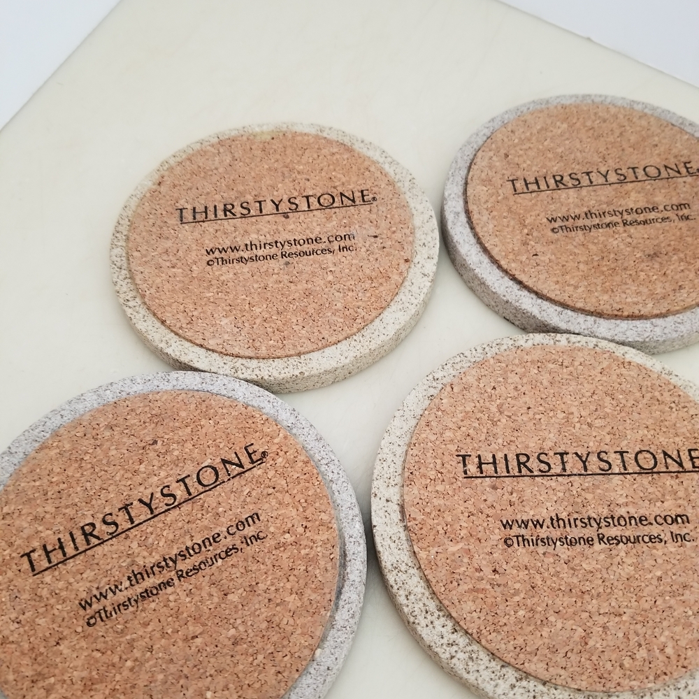 Thirstystone Cork-Backed Stone Coasters Set - Picture 2 of 3